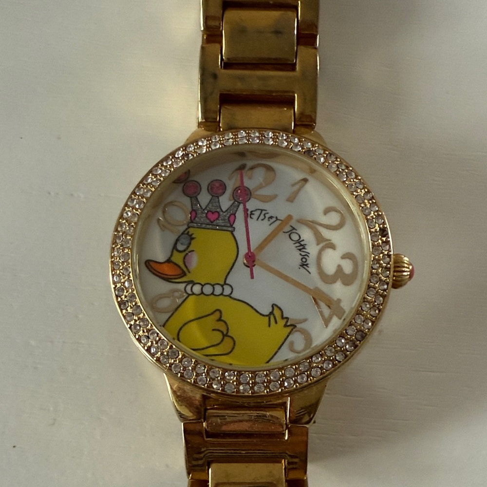 Betsey Johnson Gold Watch with Yellow Duck Design